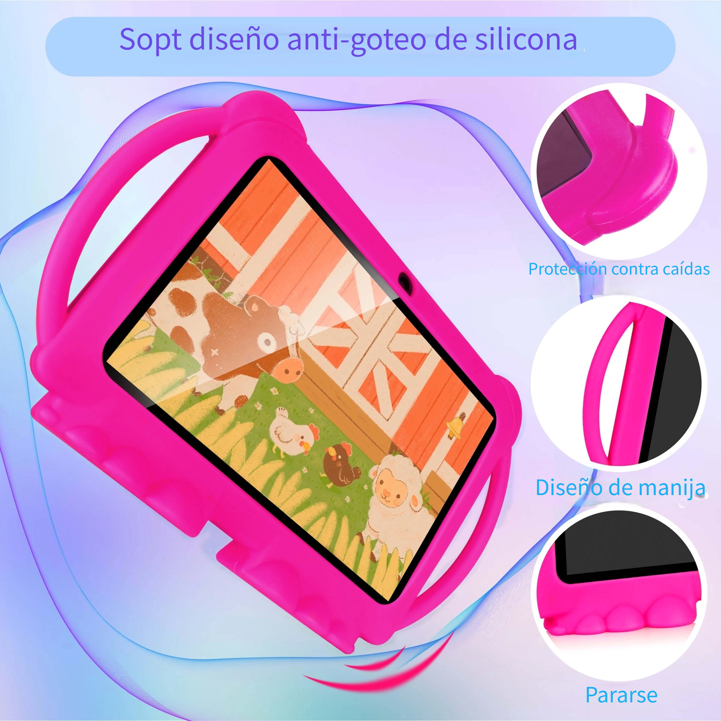 Tableta De 7 Pulgadas, 32 GB De ROM, 2 GB De  , Tableta Android 11.0 Con WiFi 2.4G, Pantalla De Protección Ocular, Control Parental, Aplicación Educativa, Cámara Dual, Estuche A Prueba De Golpes, Juegos