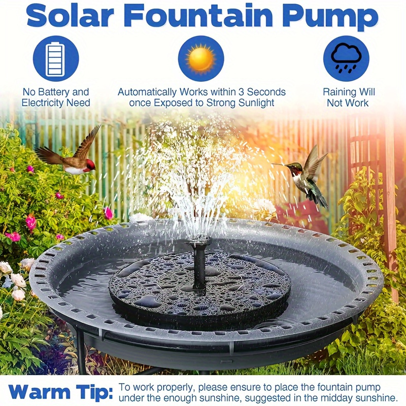 

1pc Solar Fountain With 6 Nozzles, Solar Panel Plus Sprinkler Integrated Fountain, Decorate Your Vibrant Garden!
