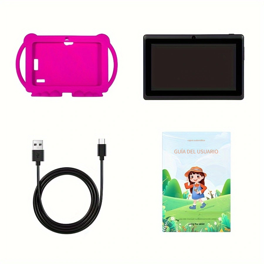 Tableta De 7 Pulgadas, 32 GB De ROM, 2 GB De  , Tableta Android 11.0 Con WiFi 2.4G, Pantalla De Protección Ocular, Control Parental, Aplicación Educativa, Cámara Dual, Estuche A Prueba De Golpes, Juegos