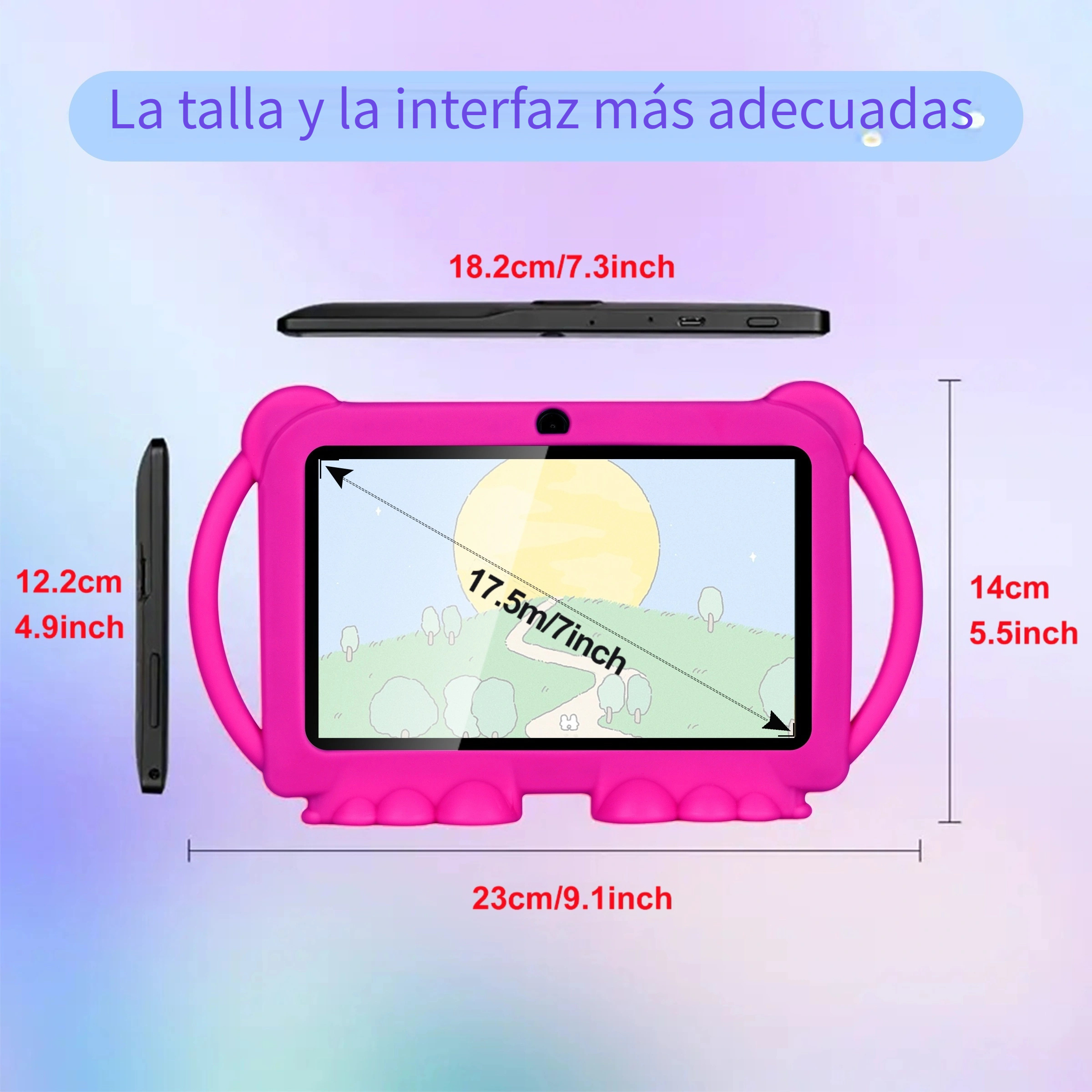 Tableta De 7 Pulgadas, 32 GB De ROM, 2 GB De  , Tableta Android 11.0 Con WiFi 2.4G, Pantalla De Protección Ocular, Control Parental, Aplicación Educativa, Cámara Dual, Estuche A Prueba De Golpes, Juegos