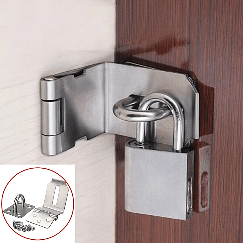 

1set Stainless Steel Padlock Clasp Gate Hasp Staple Door 90 Degrees Latches Lock Shed Latch Household Burglar-proof Hardware