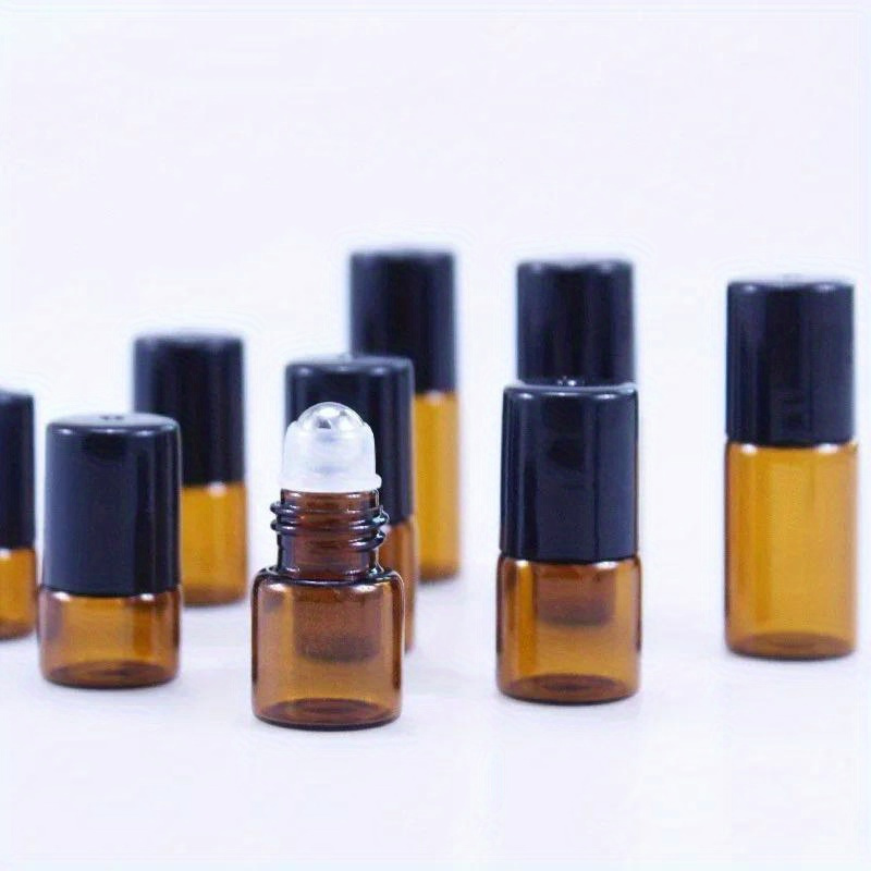 

5pc Essential Oil Roller Bottles Set, Amber Thin Glass Roll On Bottle, With Metal/glass Ball For Samples, 1ml/2ml/3ml/5ml, Leakproof Vials, Perfume & Aromatherapy Oils Storage, Travel Accessories