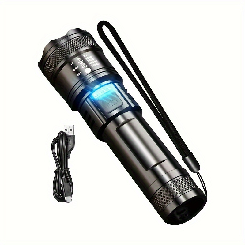 

1pc Zoom Led Flashlight, 3-level Light Source, Type-c Charging, Can Be Used As A Mobile Phone Charging Bank, Outdoor Work Lamp Lighting