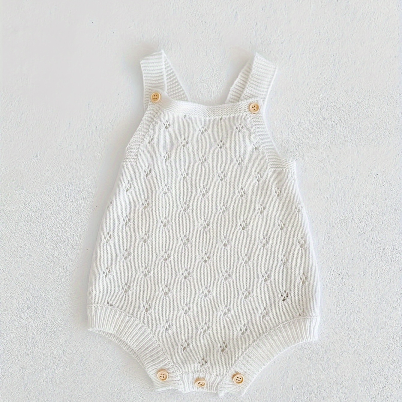 

Grenouillère En Tricot De Coton Pour Bébé Et Tout-petit, Couleur Unie, Respirante, Vêtement Pour Fille