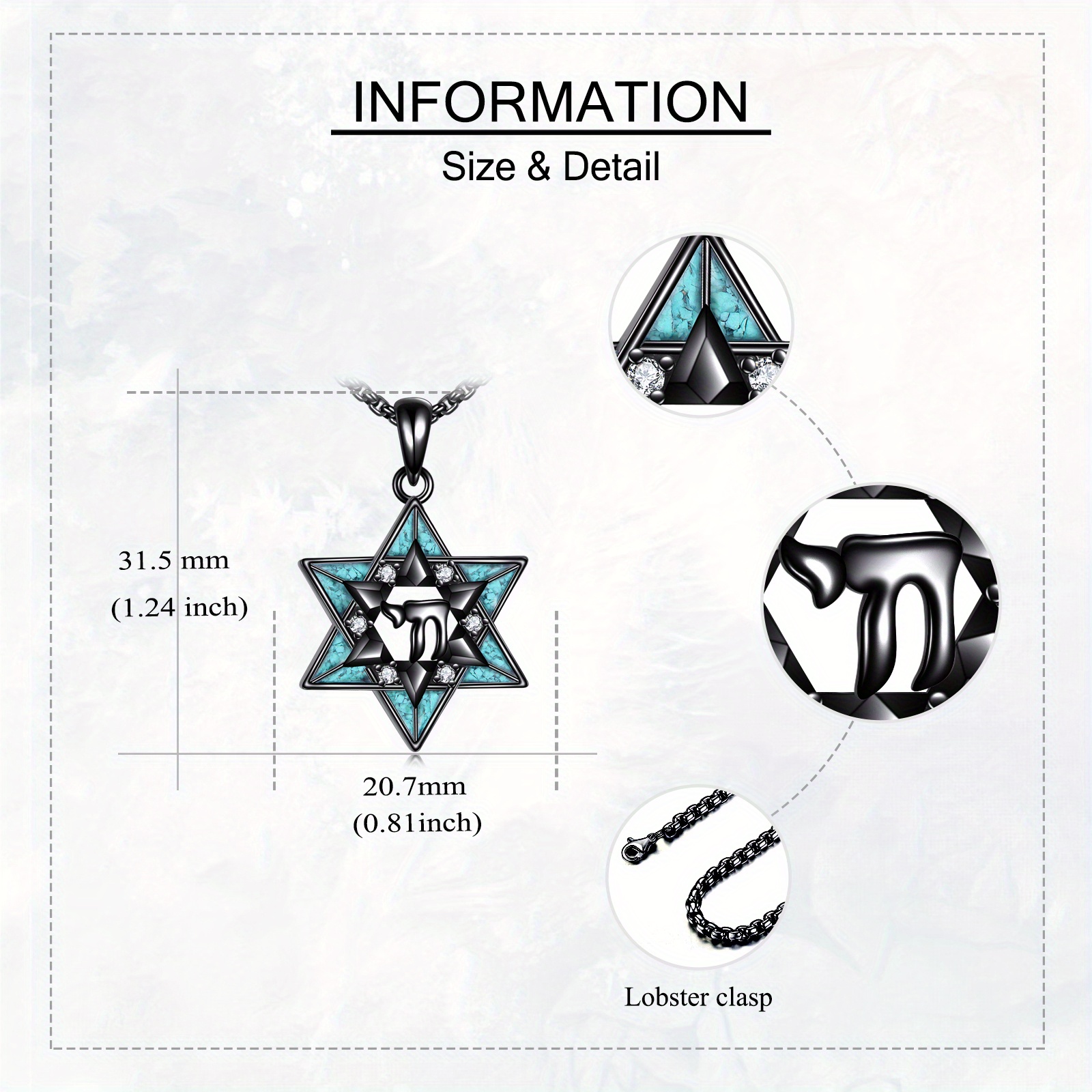Star of David Sterling Silver Hebrew Pendant Necklace