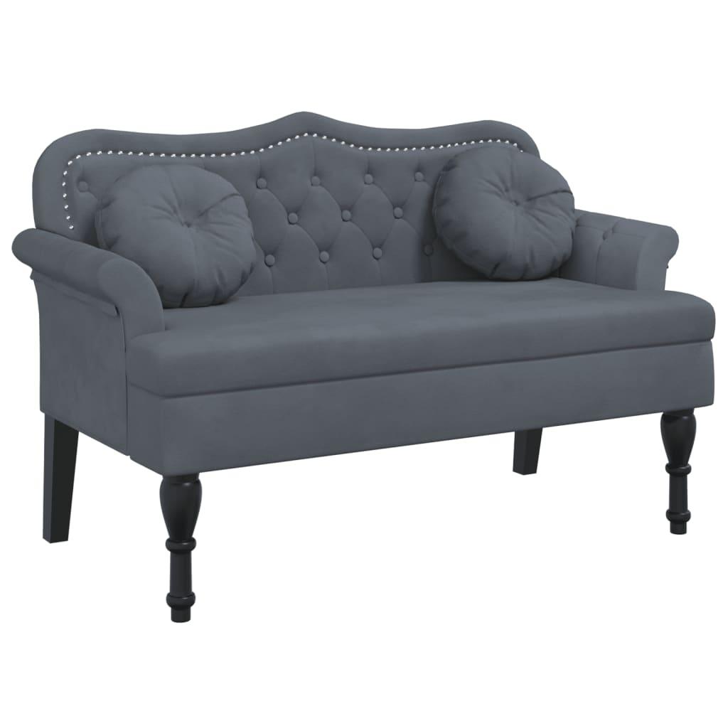 1pc Gecheer Velvet Upholstered Bench With Cushion, Dark Grey Fabric Entryway Sofa, 120.5x65x75 Cm, Modern Furniture For Living Room, Bedroom, Hallway