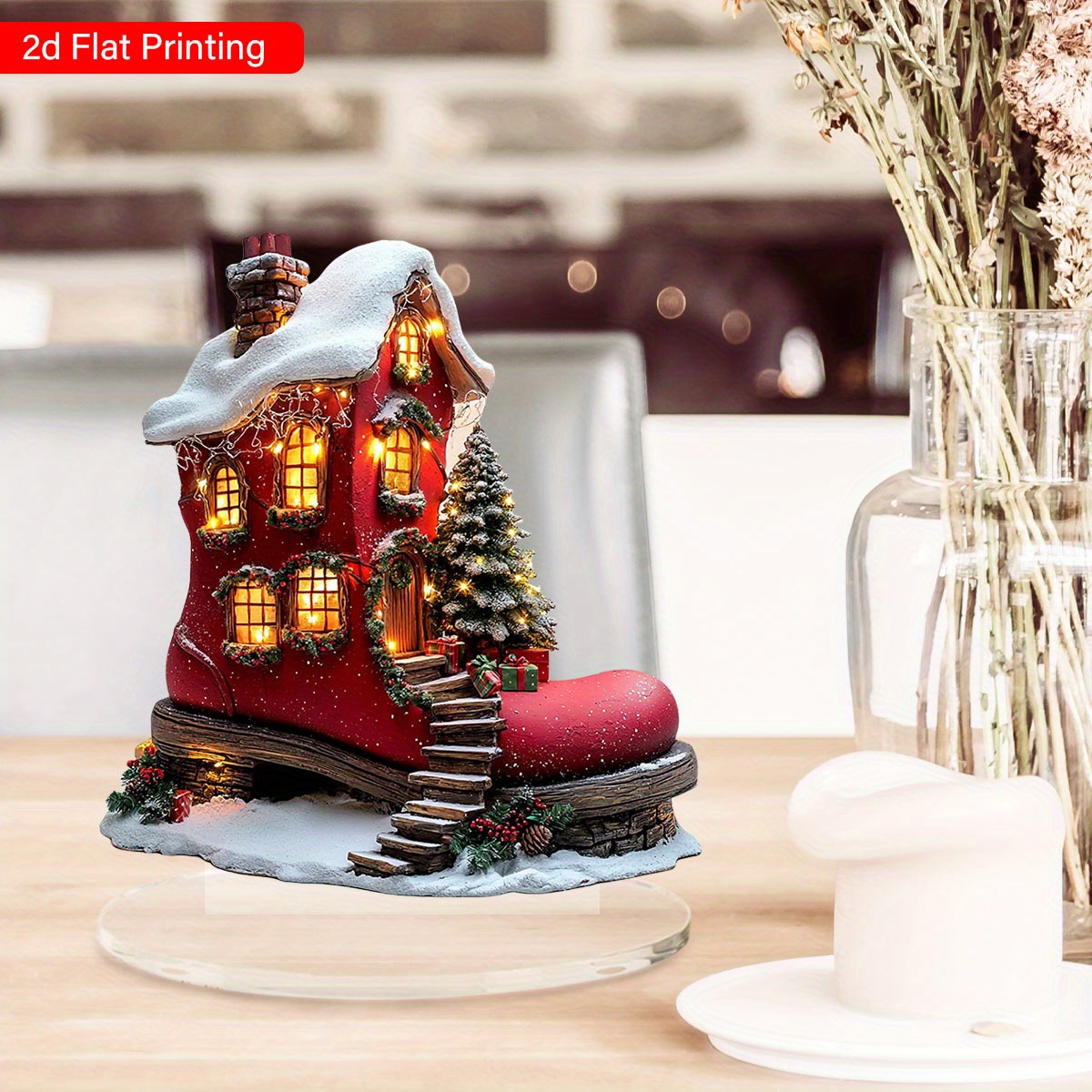 Decoración navideña para el hogar con bota   Noel de acrílico - Adorno   universal para las fiestas, temática   Noel, decoración   de mesa, no eléctrica,  , decoración coleccionable para   las ocasiones. detalles 3