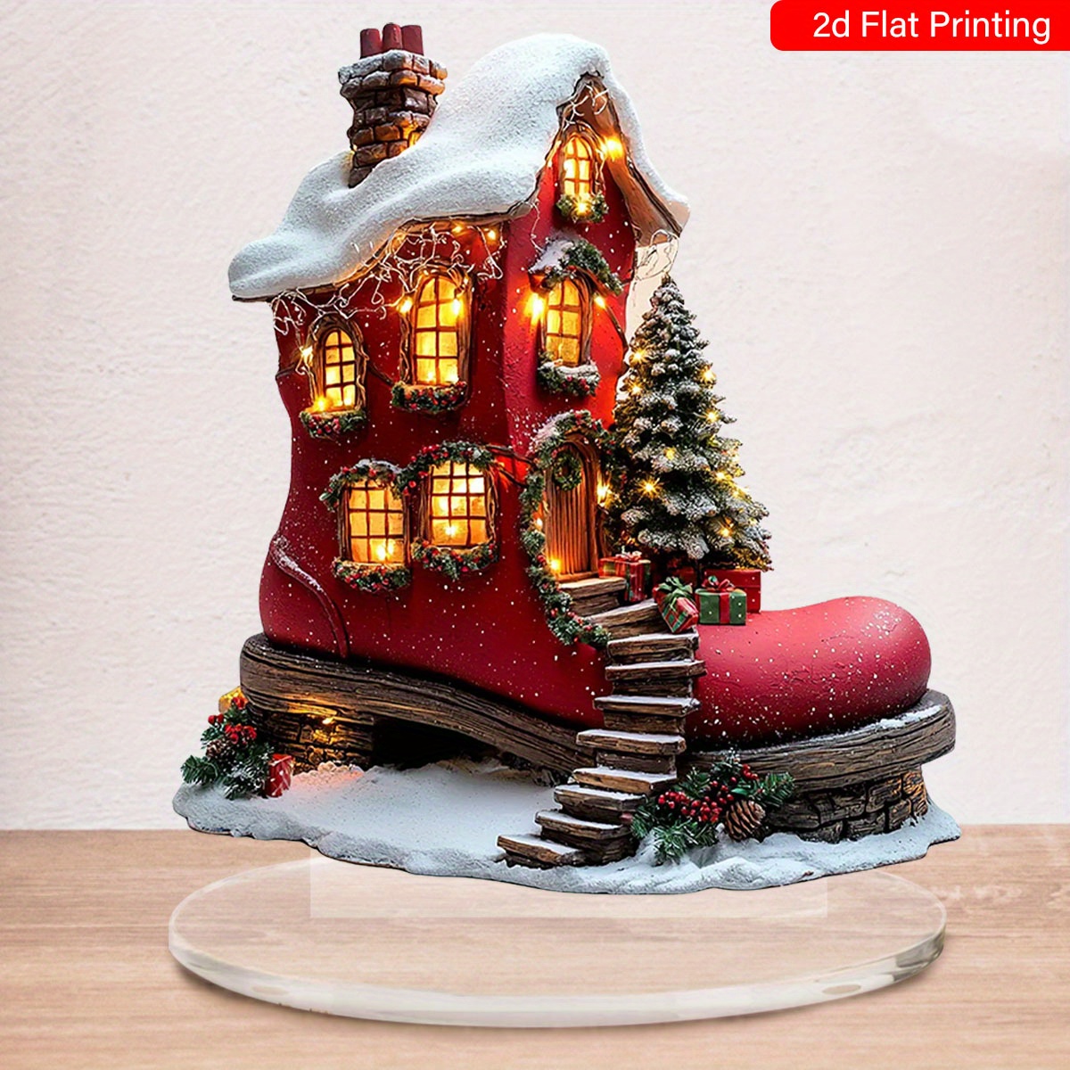 Decoración navideña para el hogar con bota   Noel de acrílico - Adorno   universal para las fiestas, temática   Noel, decoración   de mesa, no eléctrica,  , decoración coleccionable para   las ocasiones. detalles 1