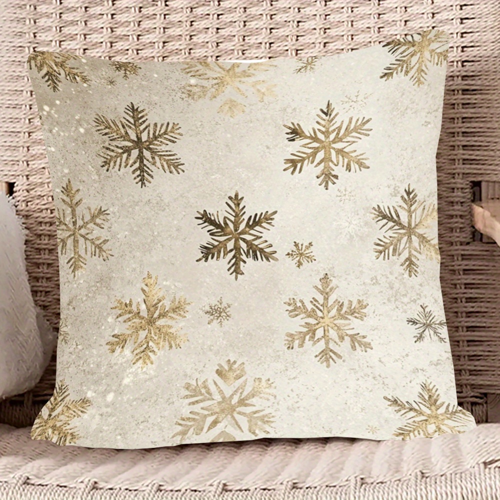 

1pc Cozy Short Plush Pillowcase 18x18" - Double-sided Design In Golden , Zippered Polyester Cover For Living Room & Bedroom Decor, Machine Washable (no Insert), Winter Decorations For Home