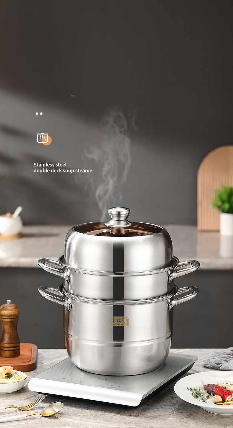 premium stainless steel multi layer steamer with thick large capacity viewing glass lid   kitchen and dining for autumn details 0