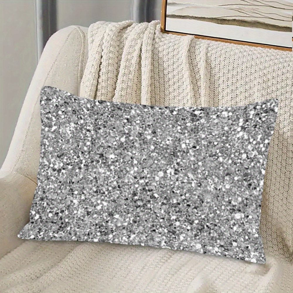 

1pc, Short Plush Waist Cushion Pillowcase, Double-sided Printed 12x20inch, Glitters And Silvery, Suitable For Decorating Coffee Shops, Friends, Family, And , No Pillow