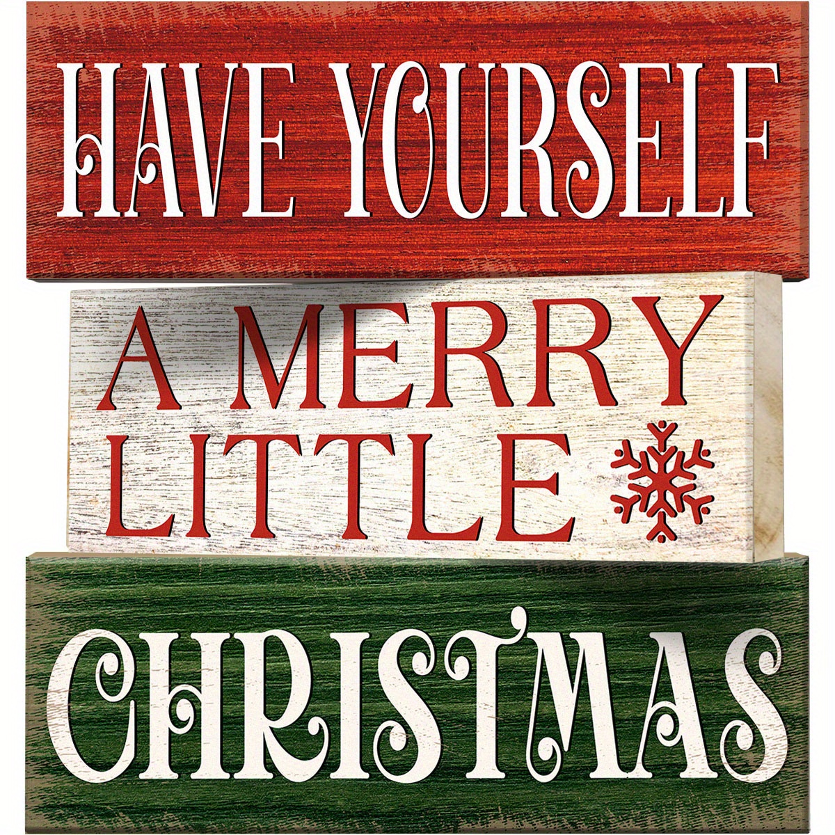 TEMU Set Of 3 Christmas Decorations Featuring Vintage Wooden Block Signs, Perfect As Gifts For Table , Ideal For Holiday And Festive Kitchen Dinner Centerpieces