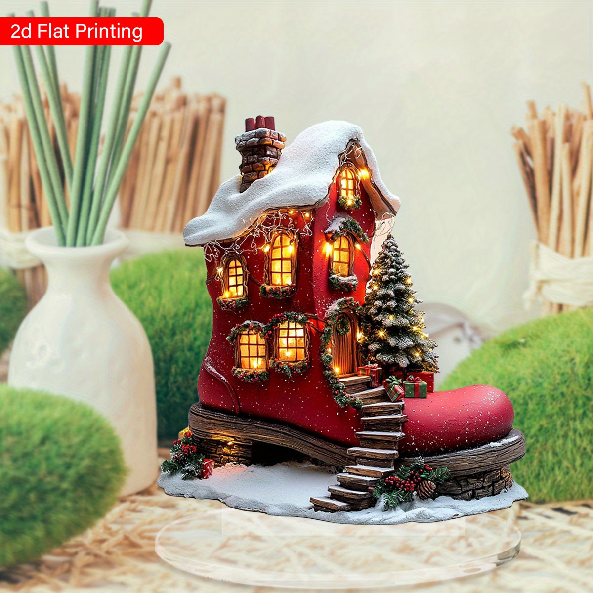 Decoración navideña para el hogar con bota   Noel de acrílico - Adorno   universal para las fiestas, temática   Noel, decoración   de mesa, no eléctrica,  , decoración coleccionable para   las ocasiones. detalles 2