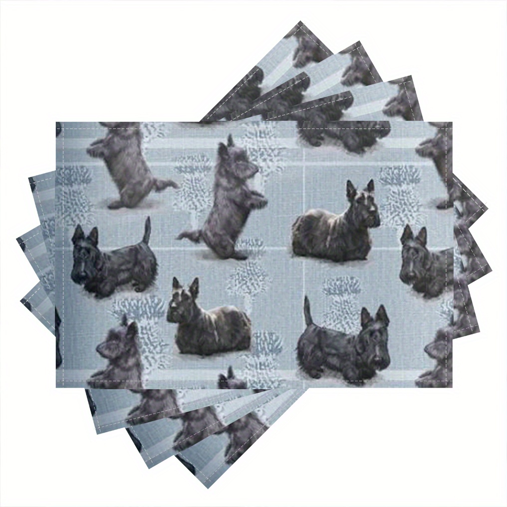 

Set Of 4, Scottish Terrier, Simple Decoration Mat, Coffee Table Mat, Household Bowl Plate Mat (table Mats) 12x18inch