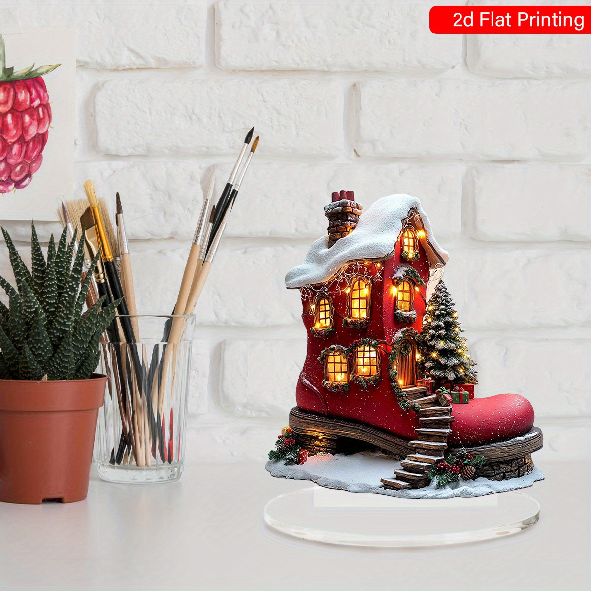 Decoración navideña para el hogar con bota   Noel de acrílico - Adorno   universal para las fiestas, temática   Noel, decoración   de mesa, no eléctrica,  , decoración coleccionable para   las ocasiones. detalles 0