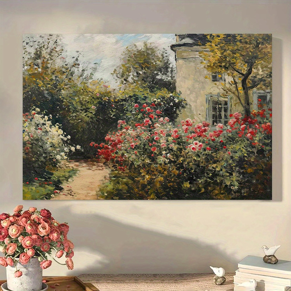 

Peinture à l'Huile de Vintage - Paysage de Printemps sur Toile avec Cadre en Bois, Décoration Murale Parfaite pour & Cadeau de Fête pour Tous