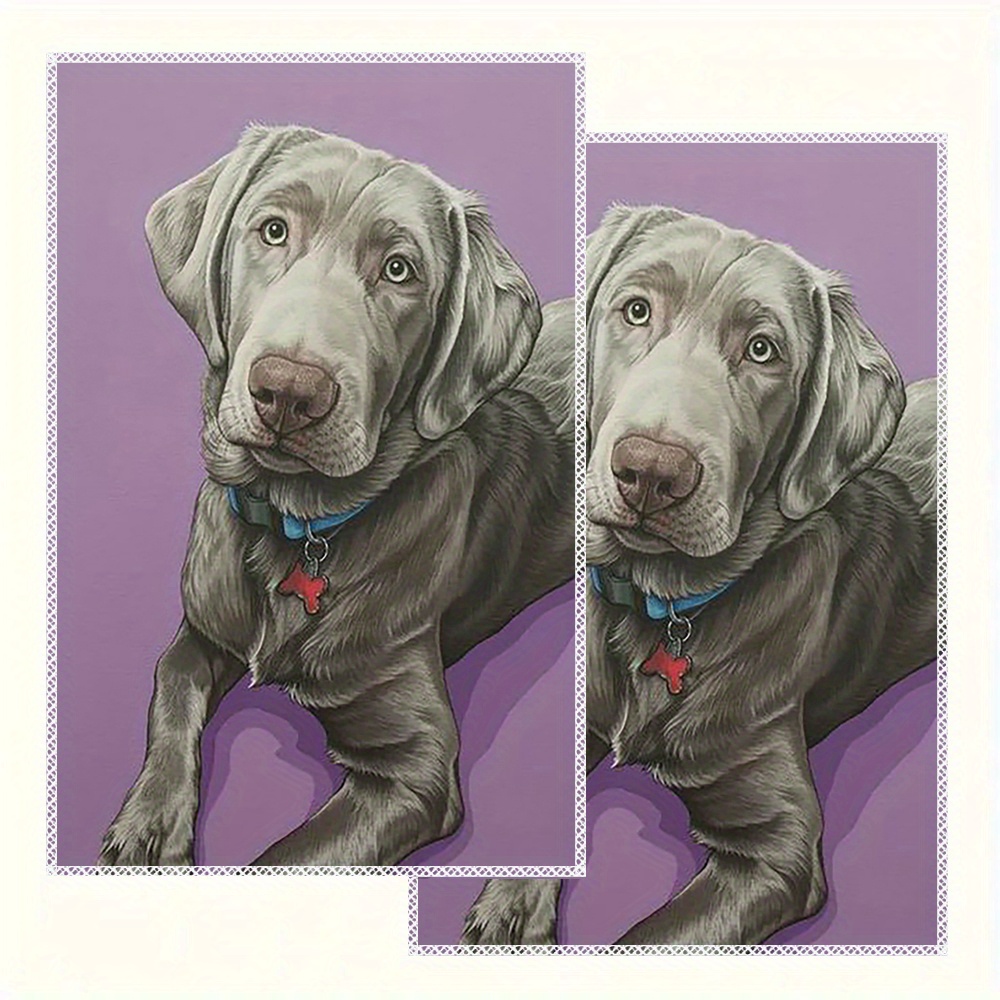 

2-pack Contemporary Silver Labrador Kitchen Towels - Soft Polyester Dish Cloths, Machine Washable, Fade Resistant, Knit Fabric Hand Towels For Kitchen & Dining, 16x24 Inch Cartoon Dog Tea Towels