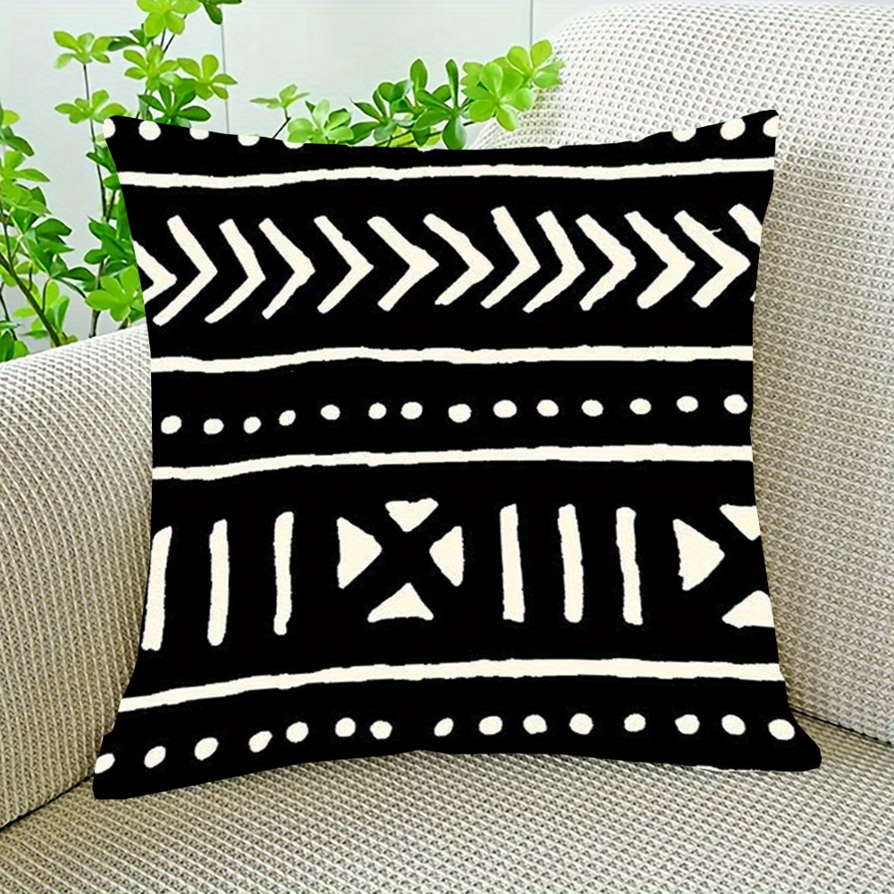 

1pc, Two-sided Printing Super Soft Short Plush Throw Pillow 18x18 Inch, African Mud Cloth , Farmhouse Throw Pillows Decorations Pillowcase Square Outdoor For Couch Home, No Pillow