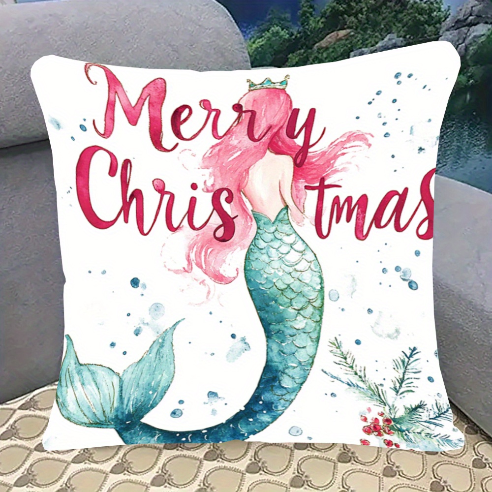 

1pc Christmas , 18x18 , Double- , , Zippered Polyester For Sofa And ,