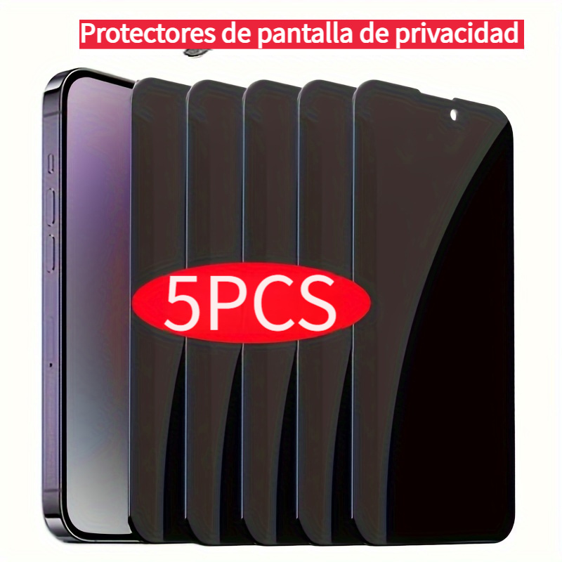 imagen del artículo 5 protectores de pantalla de privacidad para for iphone 17 16 15 14 13 12 11 Pro Max 17 Air 16e 14 15 Plus 13 12 Mini - Vidrio templado, Anti-espía, Resistente a rayones, Protector de teléfono de vidrio templado anti-espía, vidrio anti espias para telefono, protector de pantalla, protector para celular