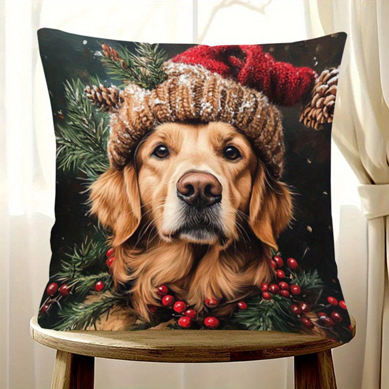 

1pc Dog Christmas , 18x18 , Double- , , Zippered, , Polyester, For And