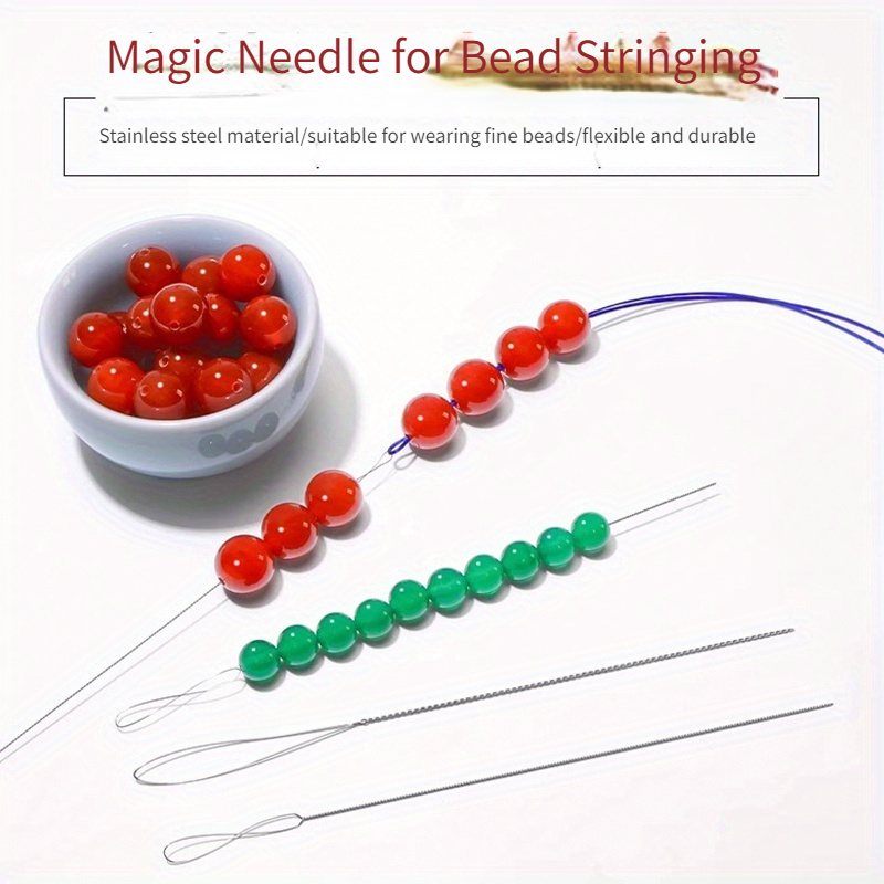 7-Piece Stainless Steel Beading Needle Set, Magic Needle for Fine Beads, DIY Jewelry Making Tools, Crafts & Beadwork Supplies, Durable and Flexible