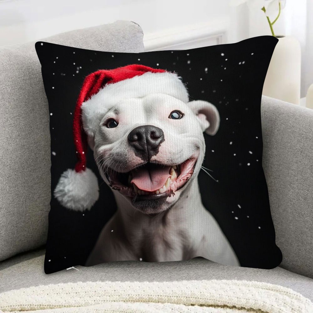 

Staffordshire Bull Terrier 18x18" Plush Pillowcase - Double-sided, Machine Washable, Zip Closure For Living Room & Bedroom Decor, Best For Christmas