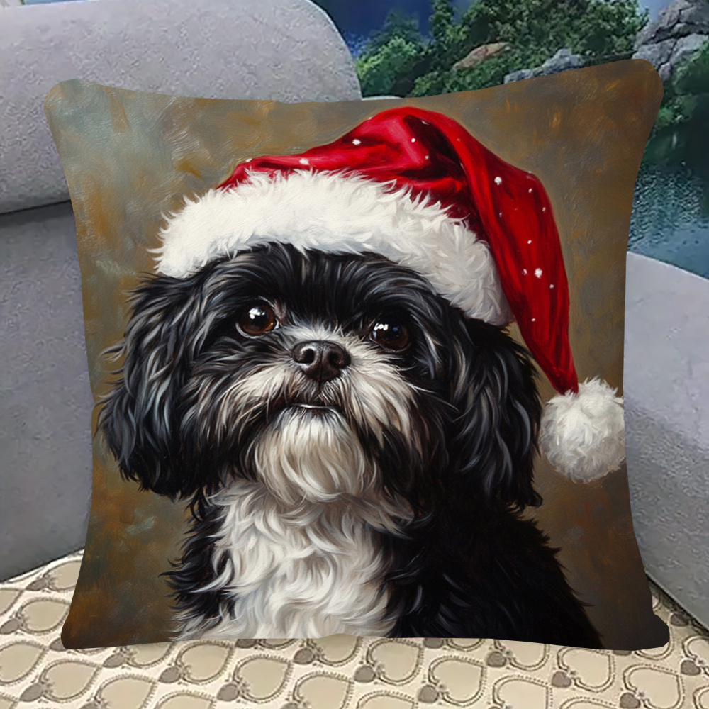 

Shih Tzu Christmas Pillowcase 18x18" - Double-, , Zip - For Sofa & Bedroom Decor