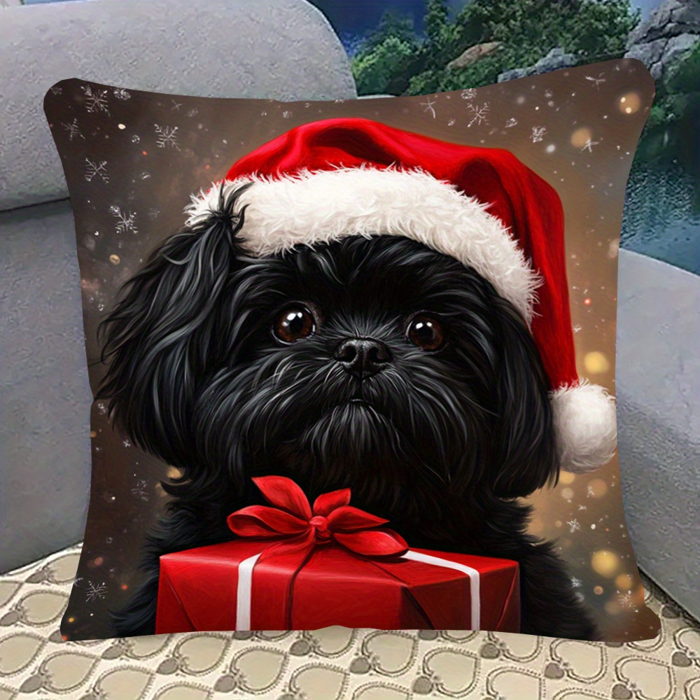 

Shih Tzu Christmas Pillowcase 18x18" - Double-sided, , Zip For Sofa & Bedroom Decor