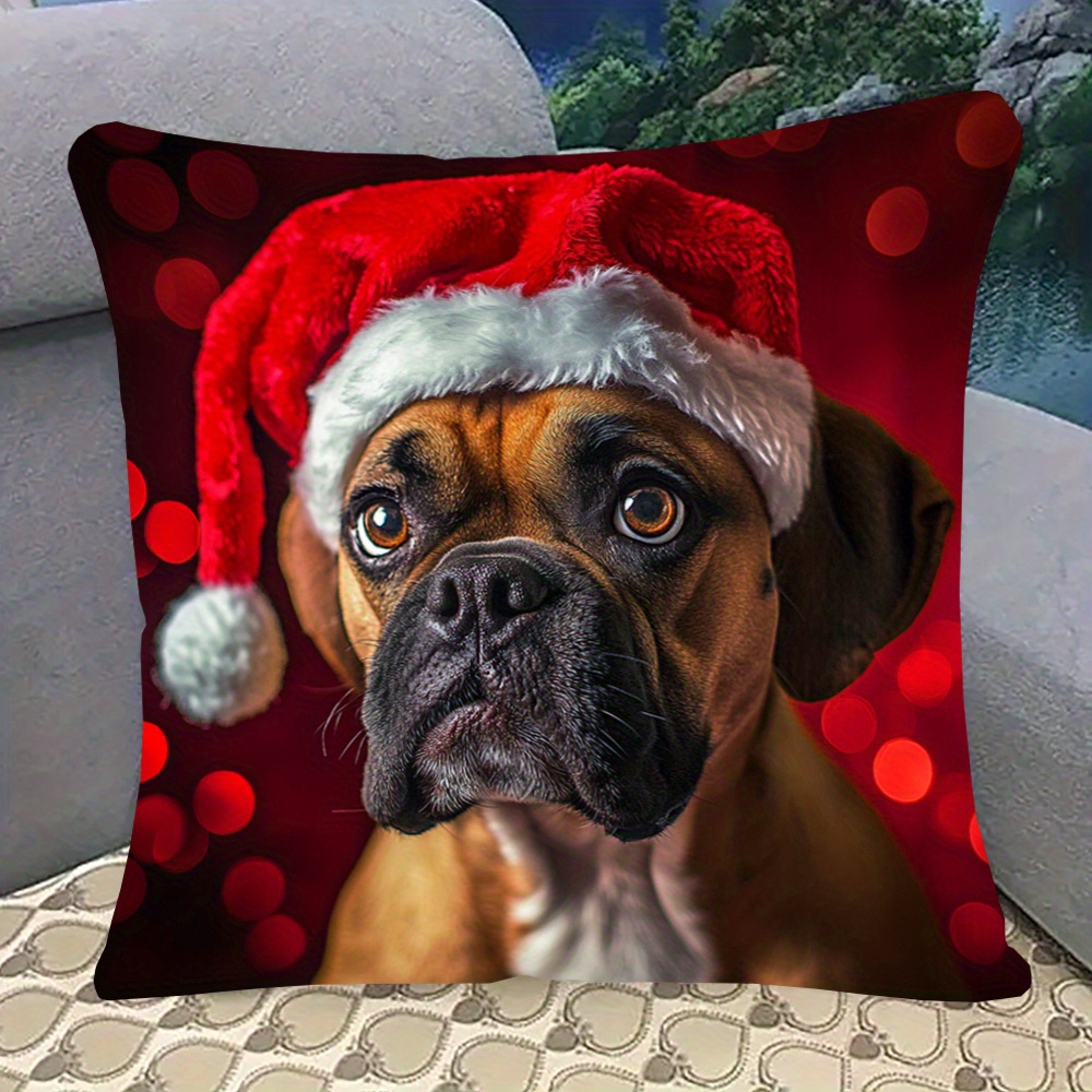 

Double- Printed Dog Christmas 18x18inch, , , Polyester, Decorative For Sofa, , - 1pc