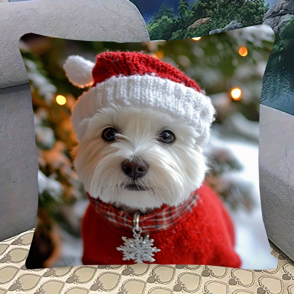 

Christmas Dog 18x18 , Double-sided Printed, , Washable, , Cushion For Sofa, , Bedroom - 1pc