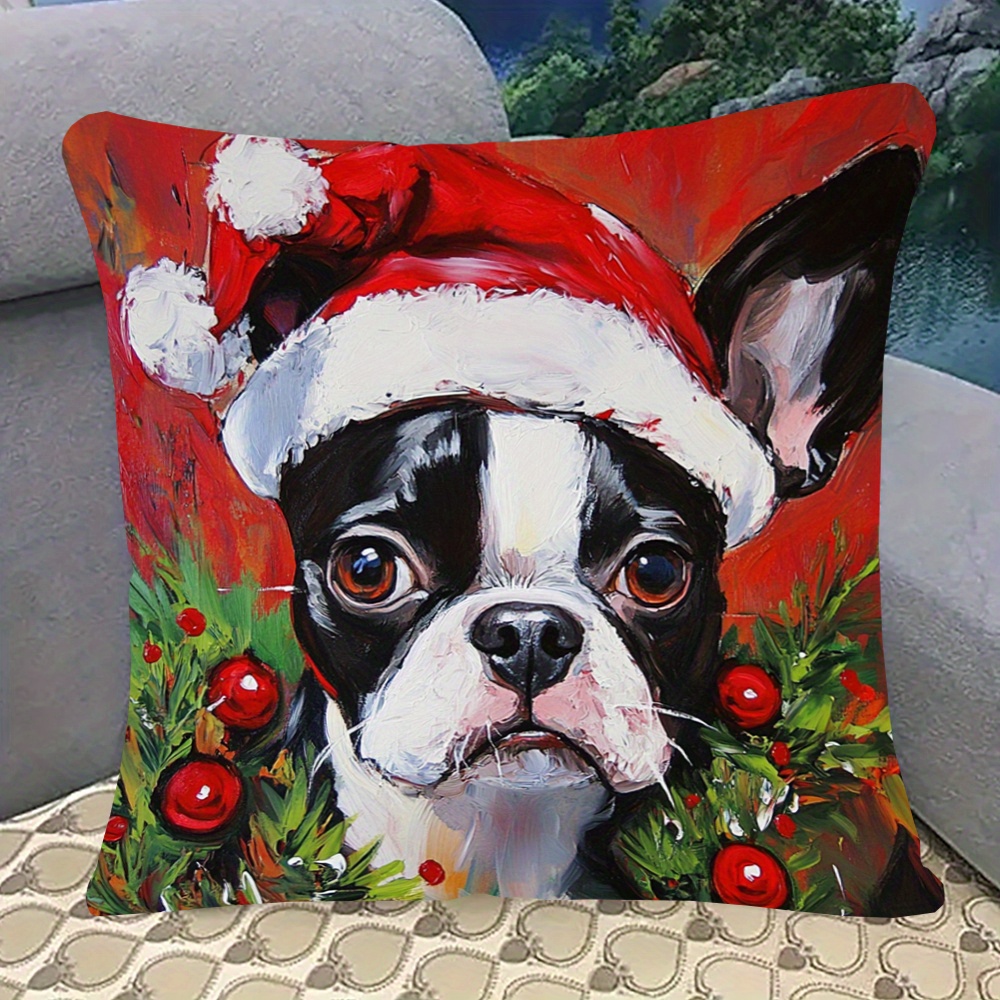 

Christmas 18x18" Double- Pillowcase - Zippered, Polyester For Sofa & Bedroom Decor