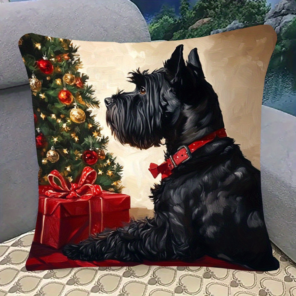 

Schnauzer Christmas 18x18" Double- Pillowcase - For Sofa, & Bedroom Decor,