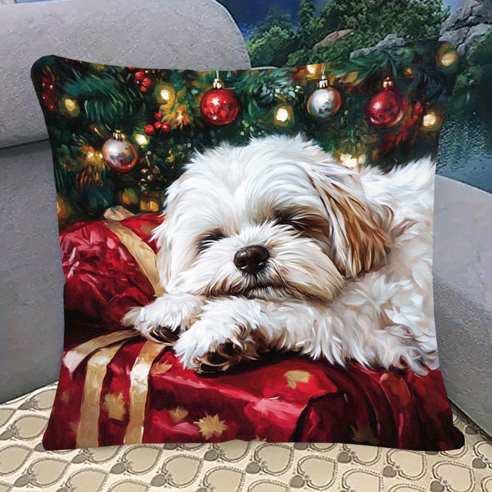 

Shih Tzu Christmas , 18x18 , Double-sided , , Washable, , Suitable For - 1pc