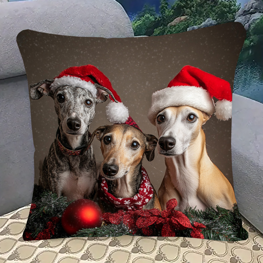 

Whippet Dog Christmas 18x18 | Double-sided | Zippered For Sofa, Bedroom, Decor | Washable | 1pc