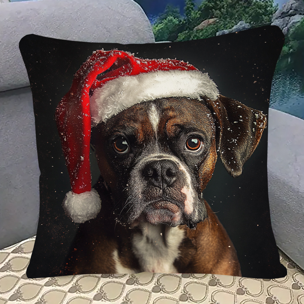 

Dog Christmas 18x18 , Double- Printed, Polyester, Zippered, For Sofa, , Decor - Pillowcase (1pc)