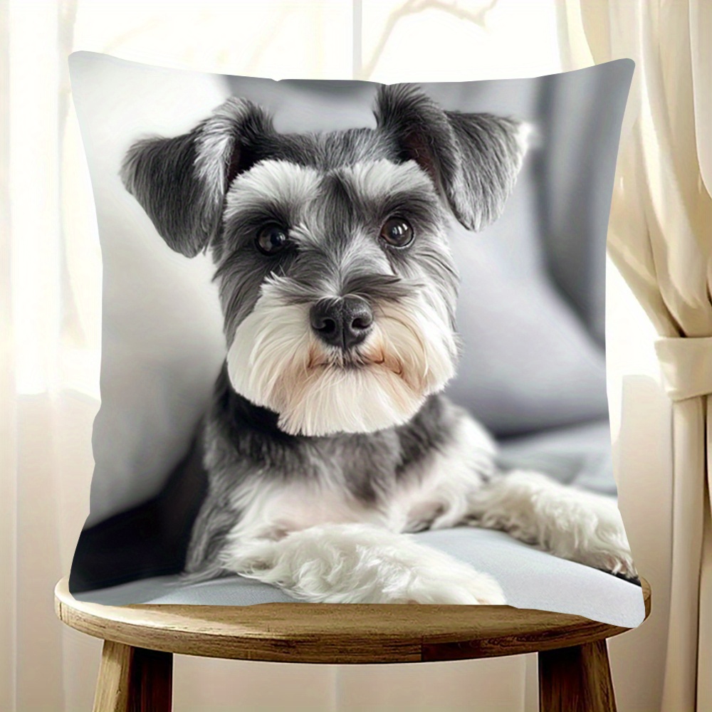 

1pc Schnauzer , 18x18 , Double-, , Polyester, , Zippered, Decorative For And - Zjpkua0656