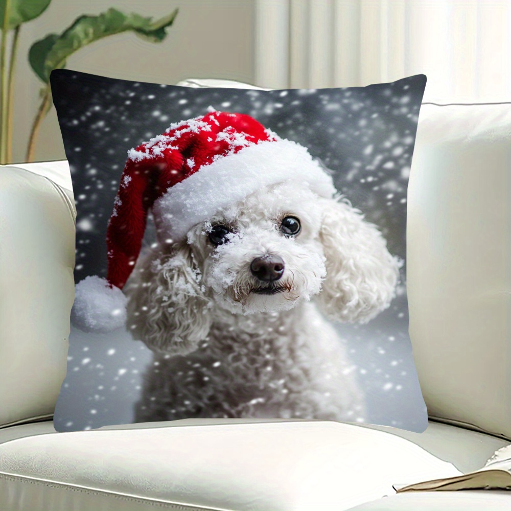 

Double- Christmas Dog , 18x18 , , Polyester, In , Decorative For Types - 1pc