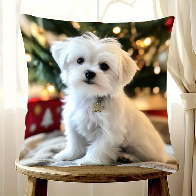 

Adorable Maltese Pup Christmas 18x18" Pillowcase - Double-sided, & For And Bedroom Decor