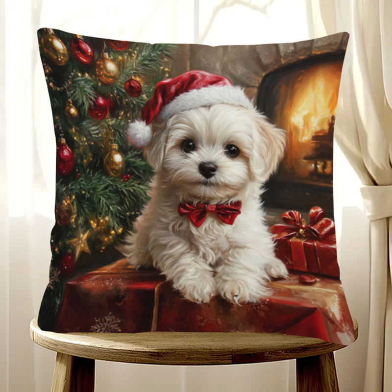 

Adorable Maltese Pup Christmas 18x18" Pillowcase - Double-sided, & For And Bedroom Decor