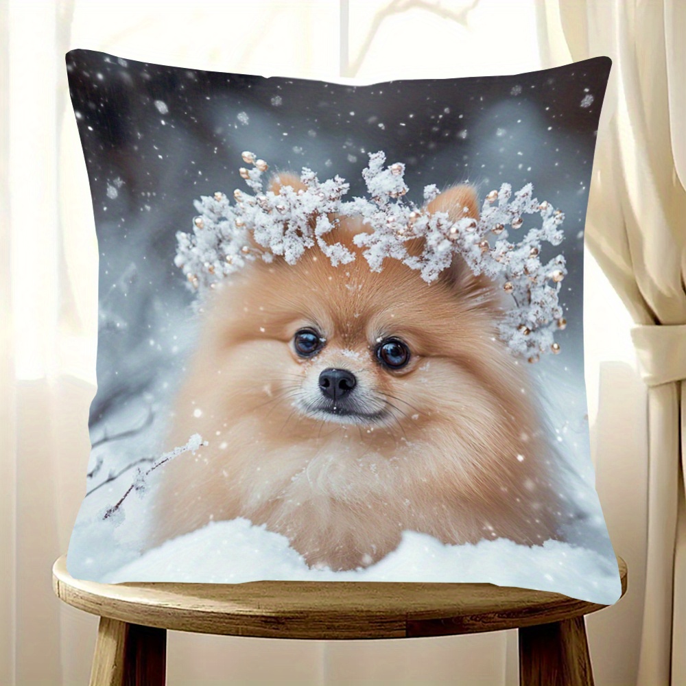 

Pomeranian In 18x18" Double- - , Decor For & Sofa