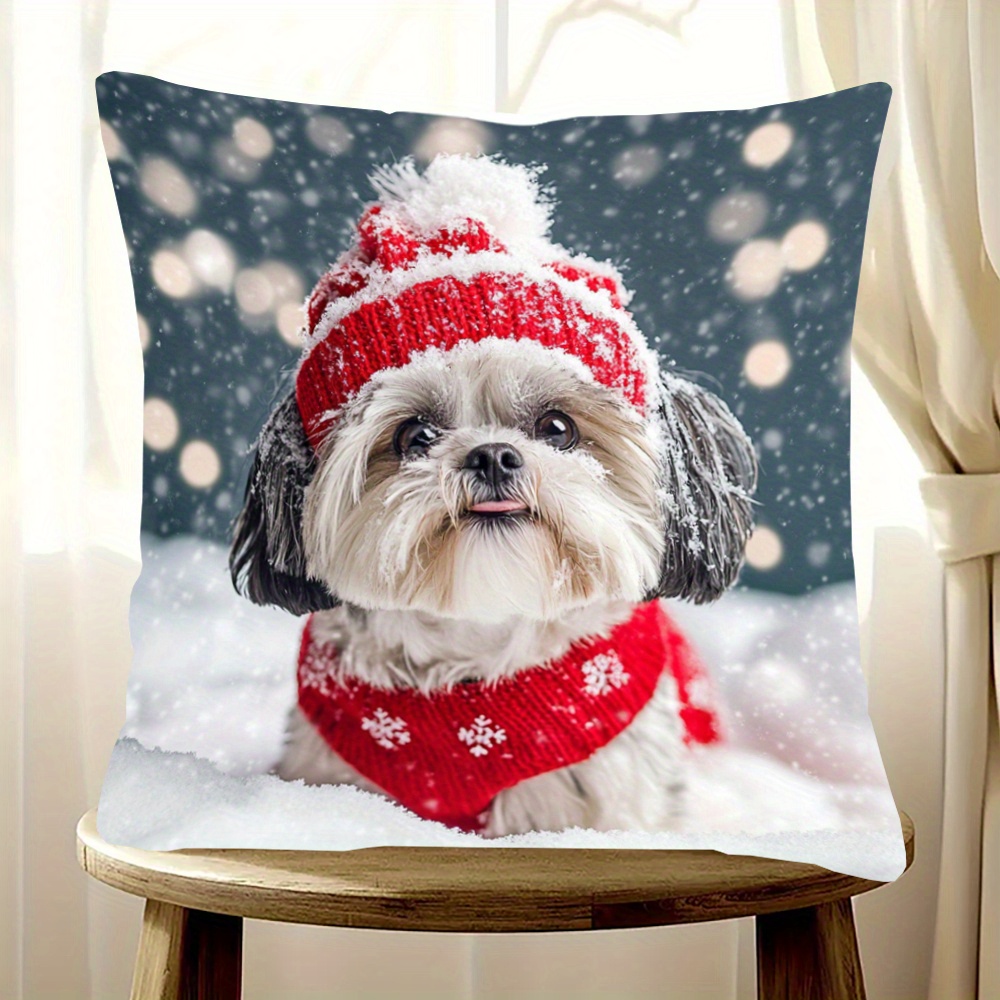 

1pc Traditional Shih Tzu In , 18x18 , Double-sided Printed, , Washable, Cushion For