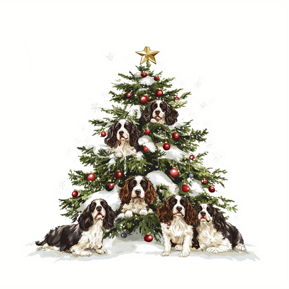 

- English Spaniel & Christmas Tree 18x18" Pillowcase - Double-, For And Bedroom Decor