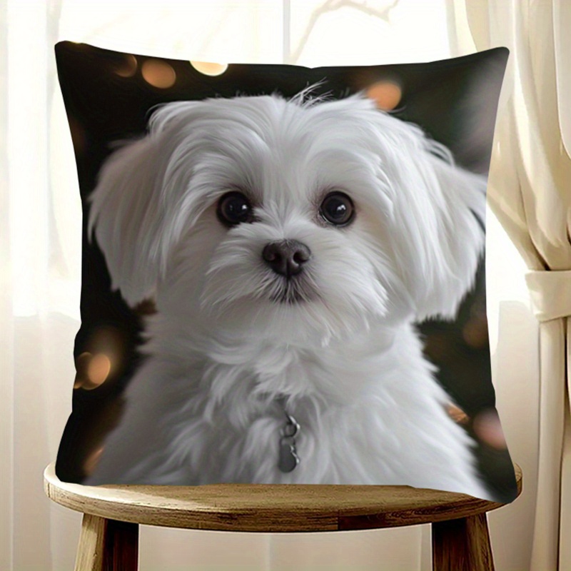 

1pc Dog Pillowcase, Double- 18x18inch, Decor, , Zippered Polyester For