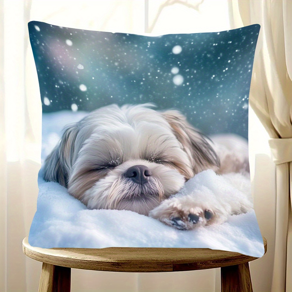 

1pc Aisudel724 Traditional Shih Tzu Dog , 18x18 , , Double- , , , Zippered, Decorative For &