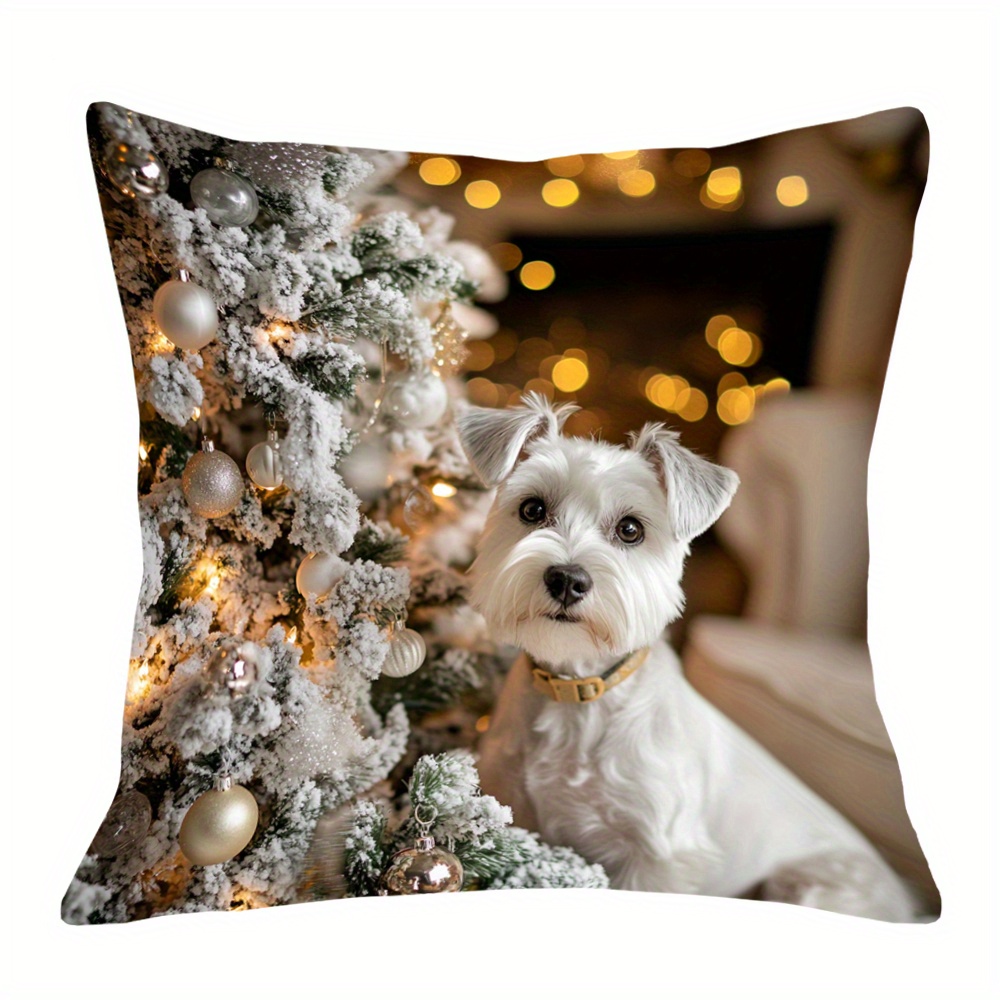 

Double- Christmas Tree 18x18 , Polyester, , , Decorative Pillowcase For And - The Schnauzer Decoration (1pc, )