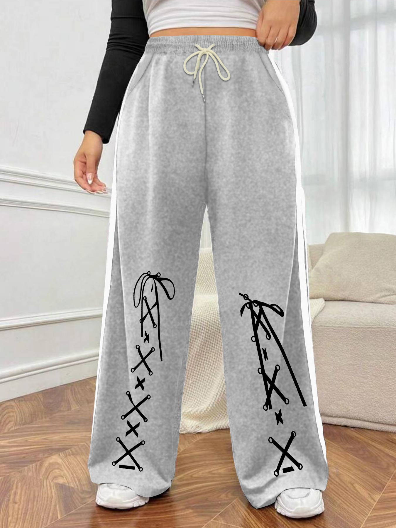 size striped joggers women cozy thick perfect fall Temu Republic