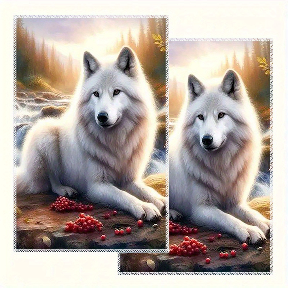 

2pcs Rustic Wolf Kitchen Towels, 16x24inch, -sided Dish Towels, Theme, Washable, Rectangular, For Decor And Party Supplies