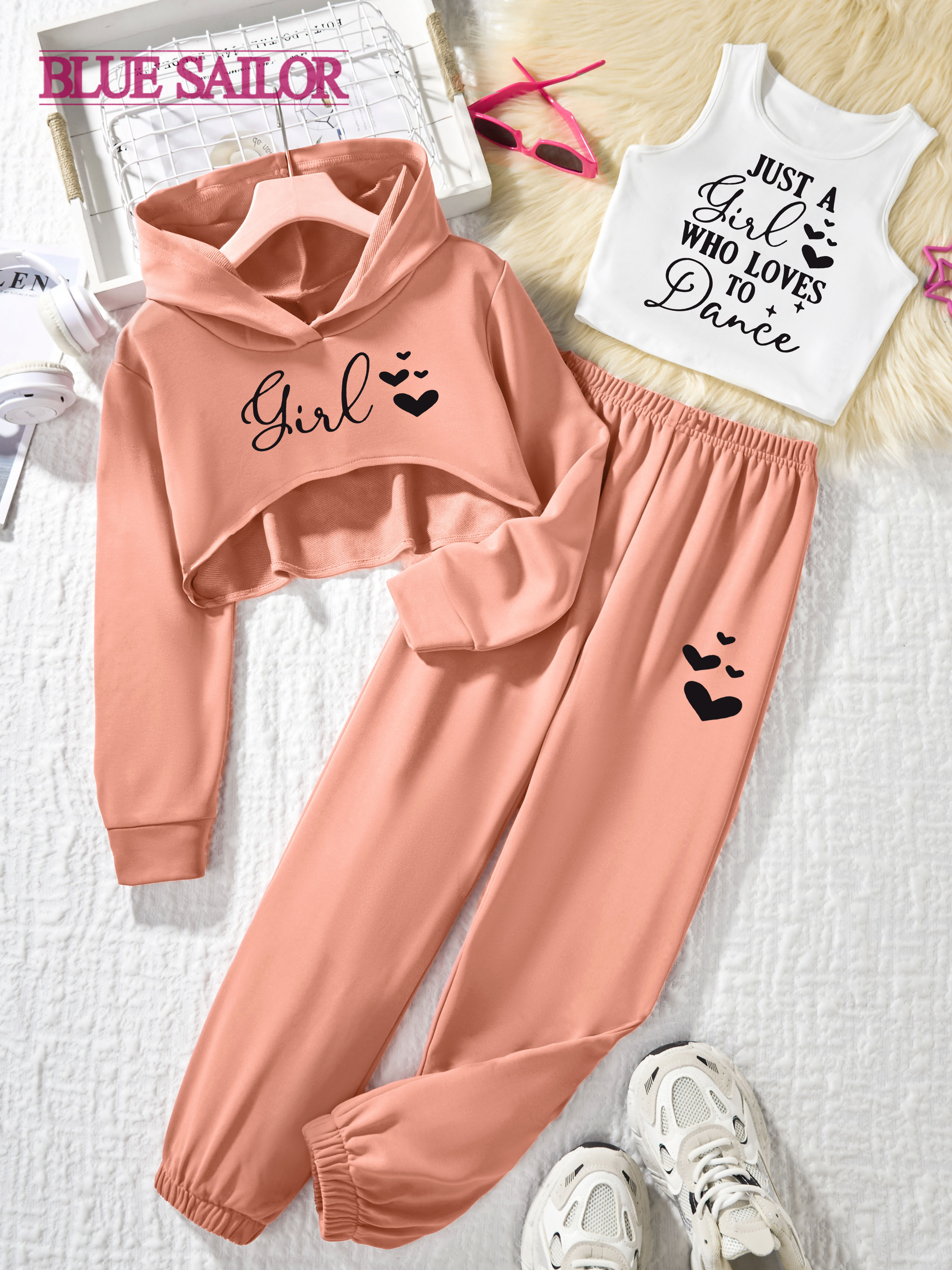 blue sailor outfit set casual polyester hoodie heart Temu Oman