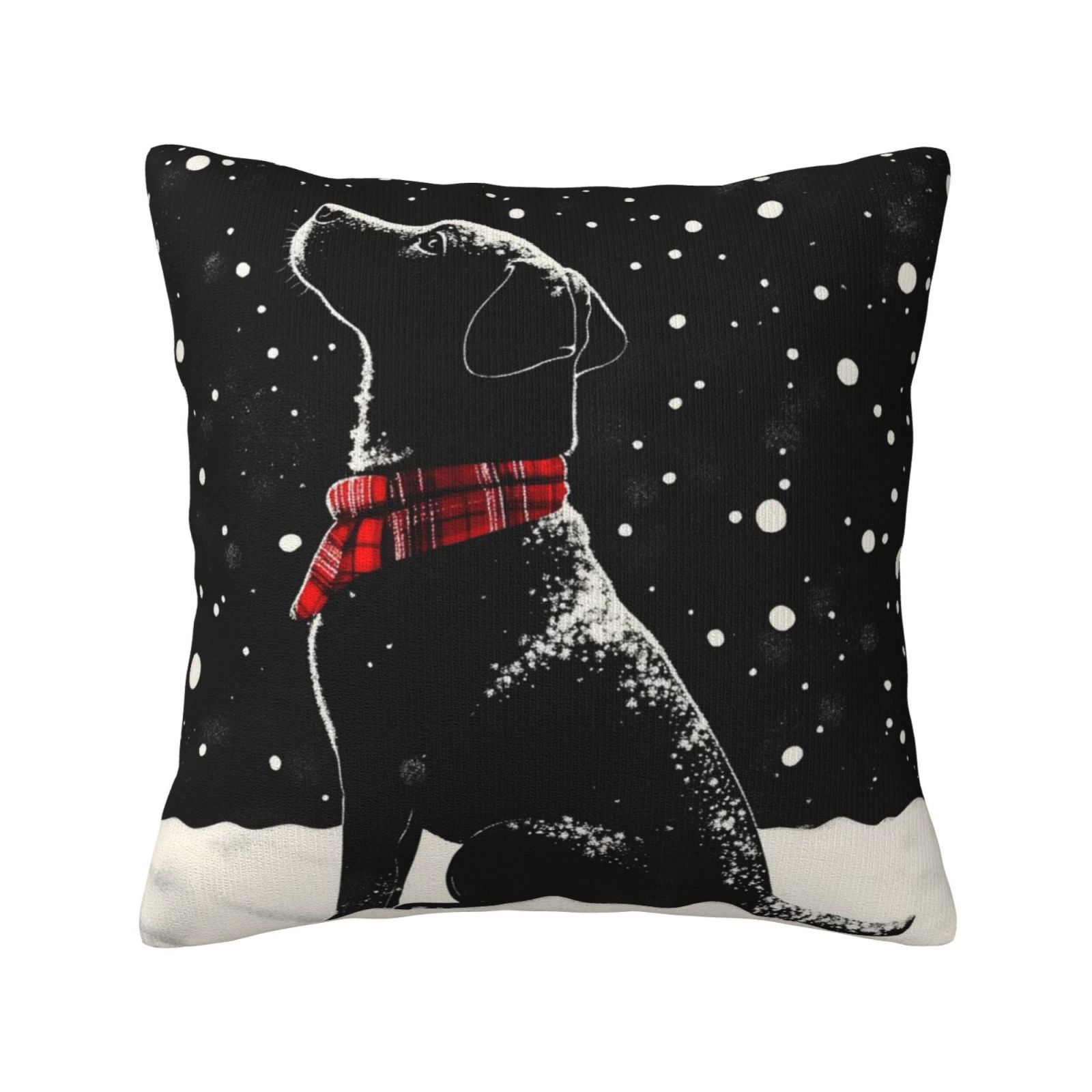 

1pc, Dog Pillow Cover 18x18inch, Double-sided Print, Short Plush, Snowy Christmas Theme, Preppy Silhouette, Woven, Decorative For Sofa, Bed, Car, Lumbar Support (no Insert)